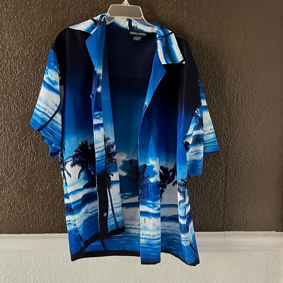 Oscar Misa Other - Blue Collared button down short sleeve men’s casual tropical shirt